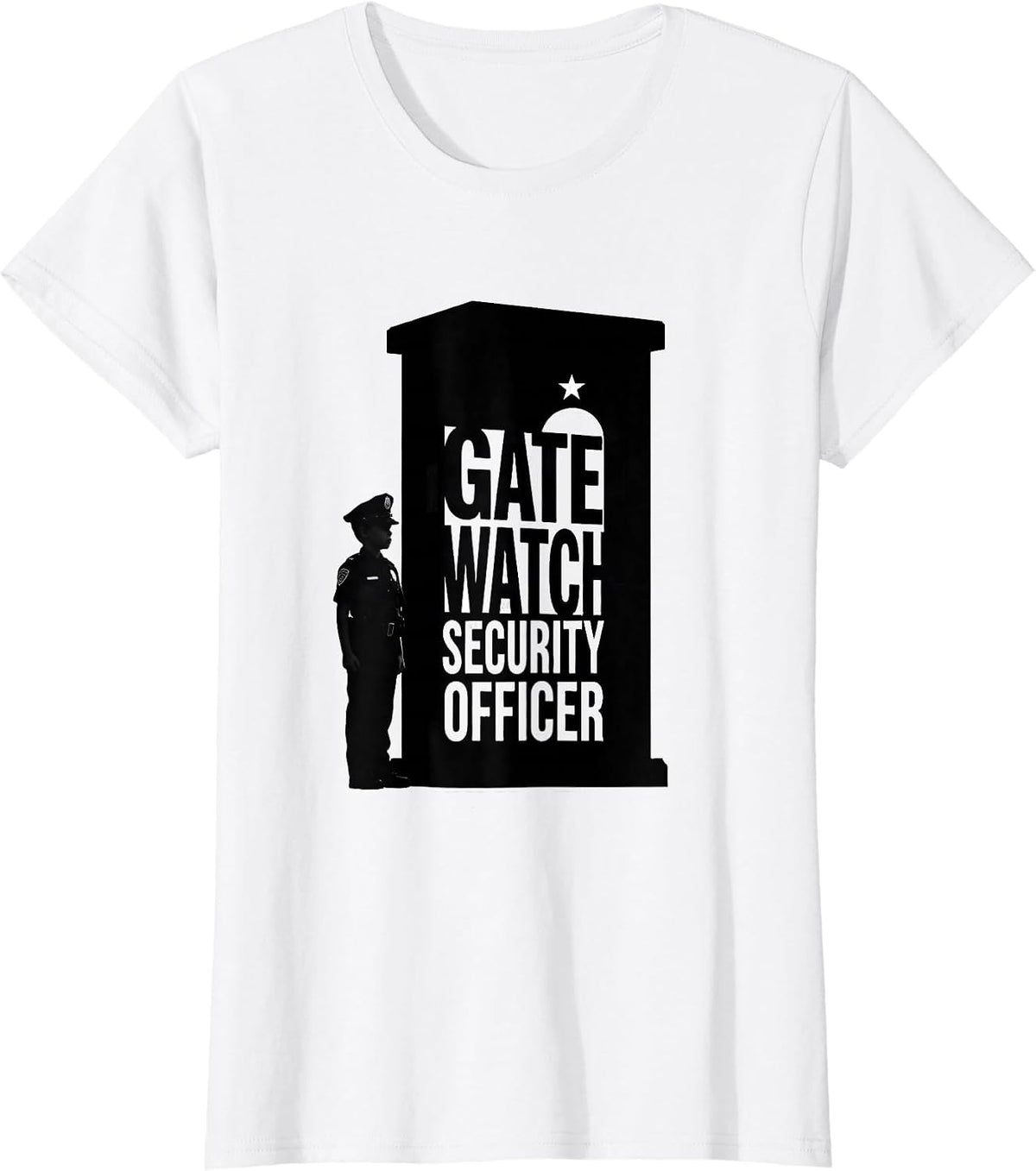 Women's Gate Watch Security Officer Silhouette Kids Costume Novelty T-Shirt - White