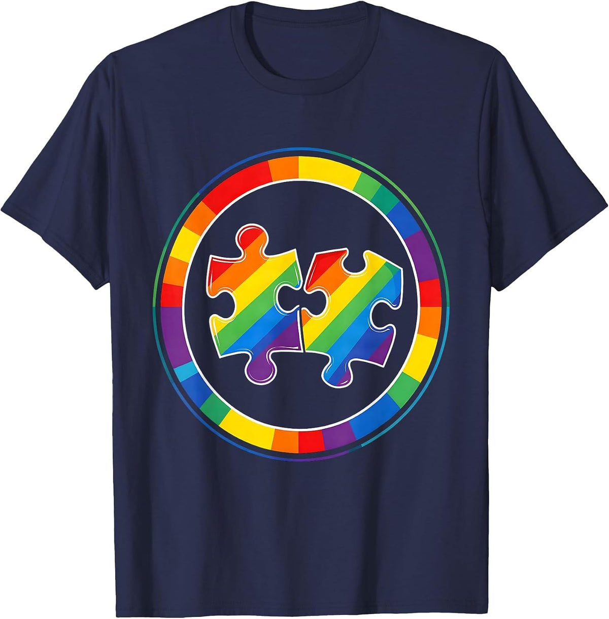 Neurodiversity Puzzle Pieces Unity Graphic T-Shirt - Navy Blue