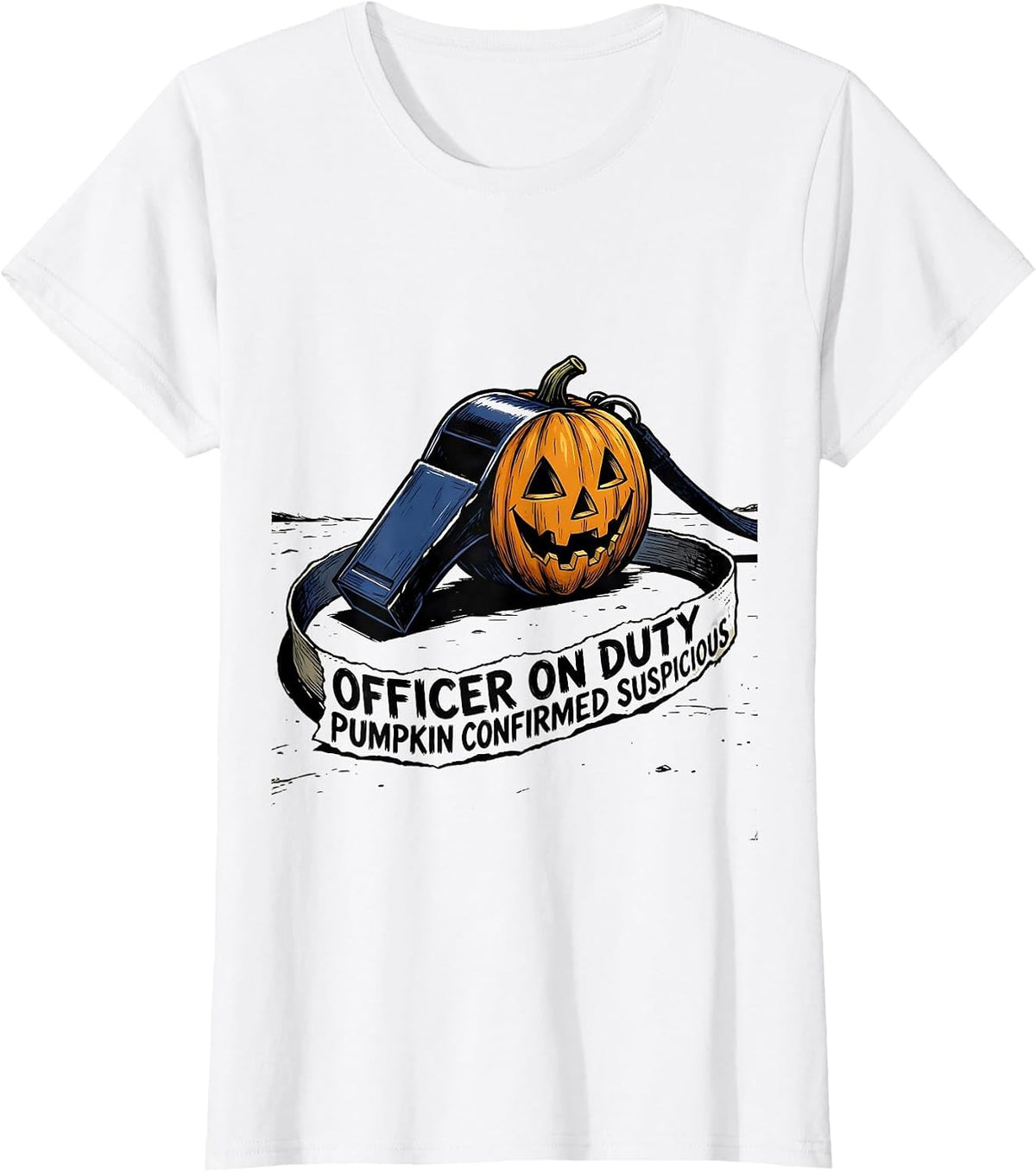 OFFICER ON DUTY, PUMPKIN CONFIRMED SUSPICIOUS Halloween T-Shirt - White