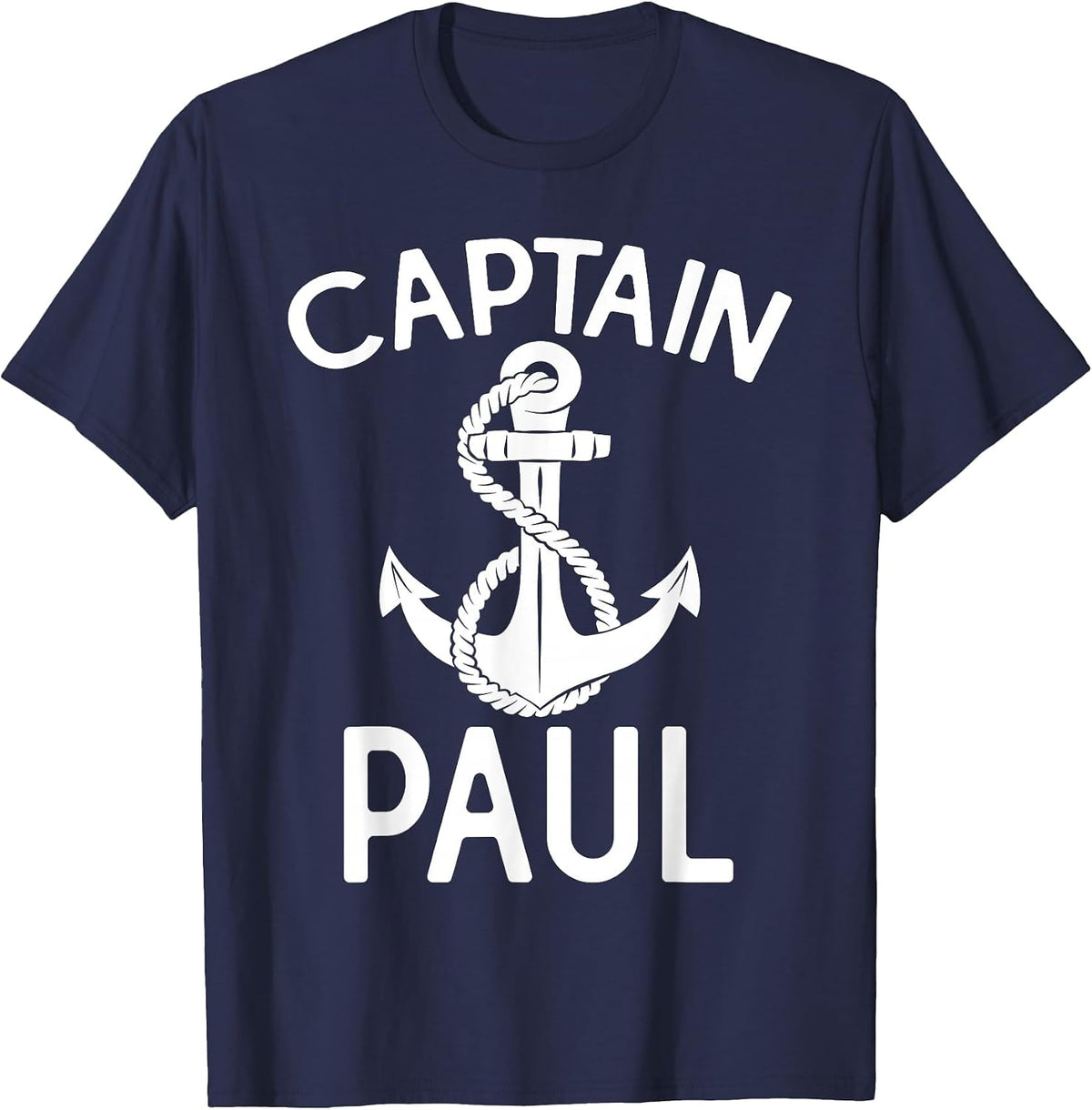 Captain Paul Ship Anchor Boat Boating Yacht T-Shirt - Navy Blue