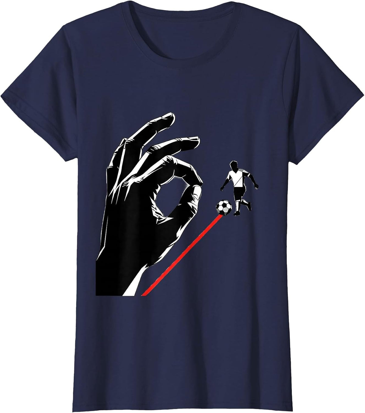 Women's Oversized Spectator Hand Soccer Fan Family Pride T-Shirt - Navy Blue