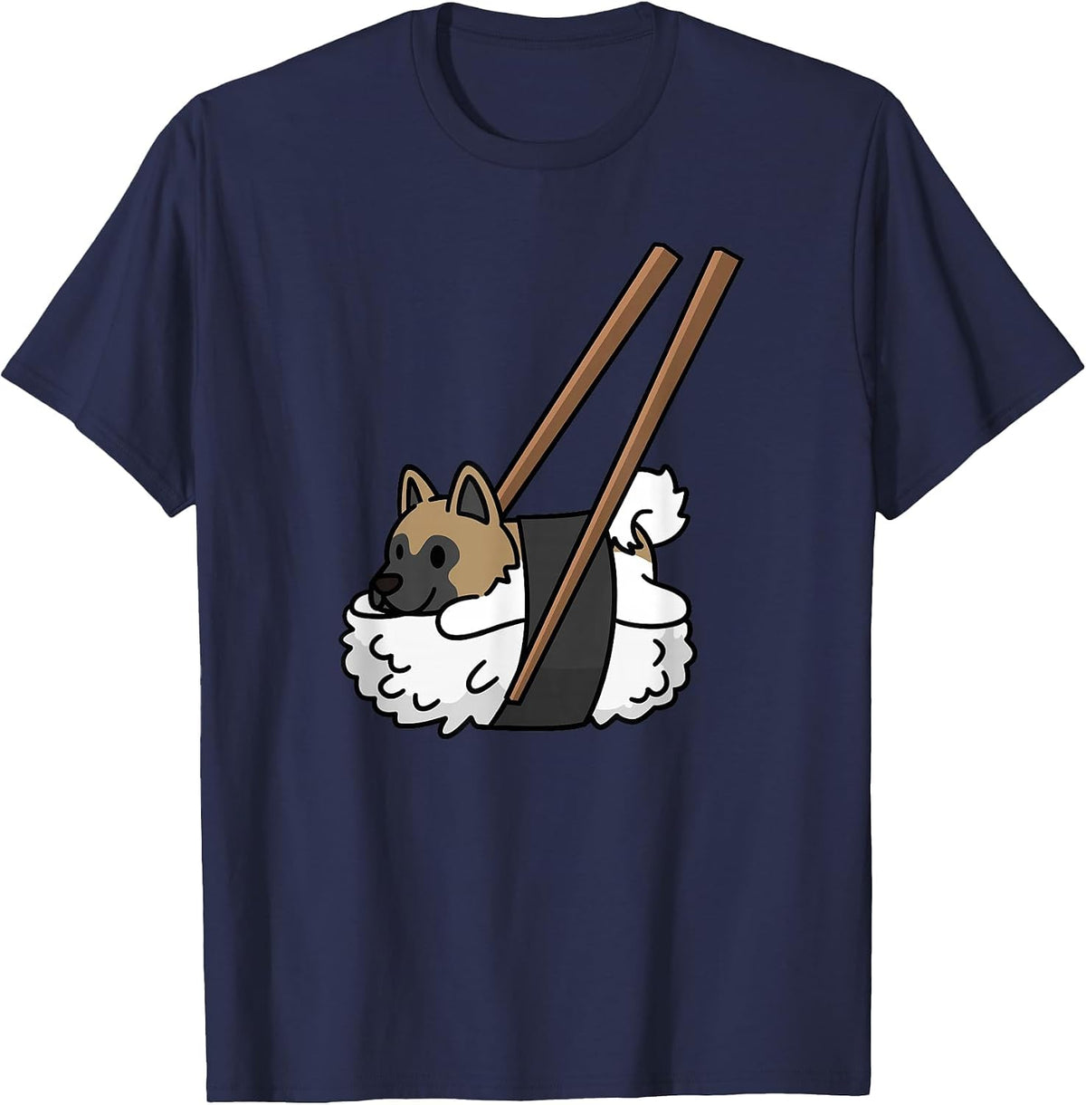 Akita Sushi Funny Dog T-Shirt - Navy Blue