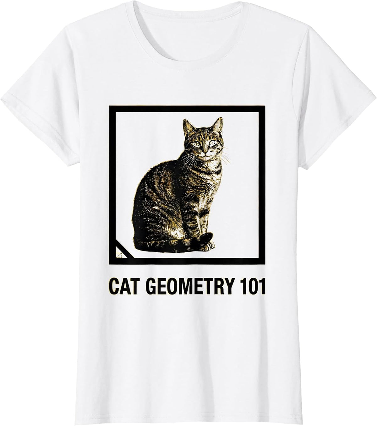 Cat Geometry 101 Funny Math Cat Teacher Student Lover T-Shirt - White