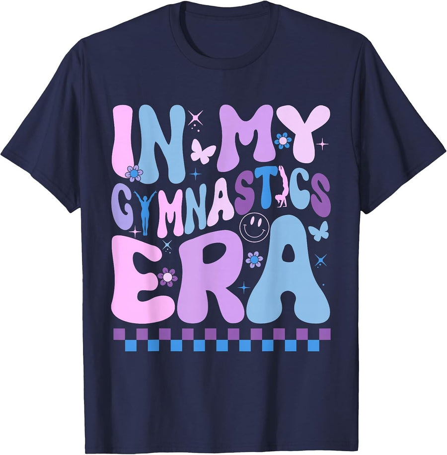 Groovy in My Gymnastics Era Tumbling Cartwheel Gymnastics T-Shirt - Navy Blue