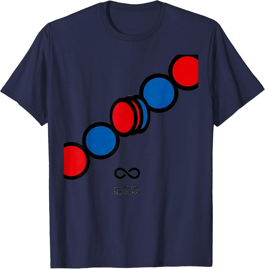 My Autistic Self Is Okay Bauhaus Modernist Neurodiversity T-Shirt - Navy Blue