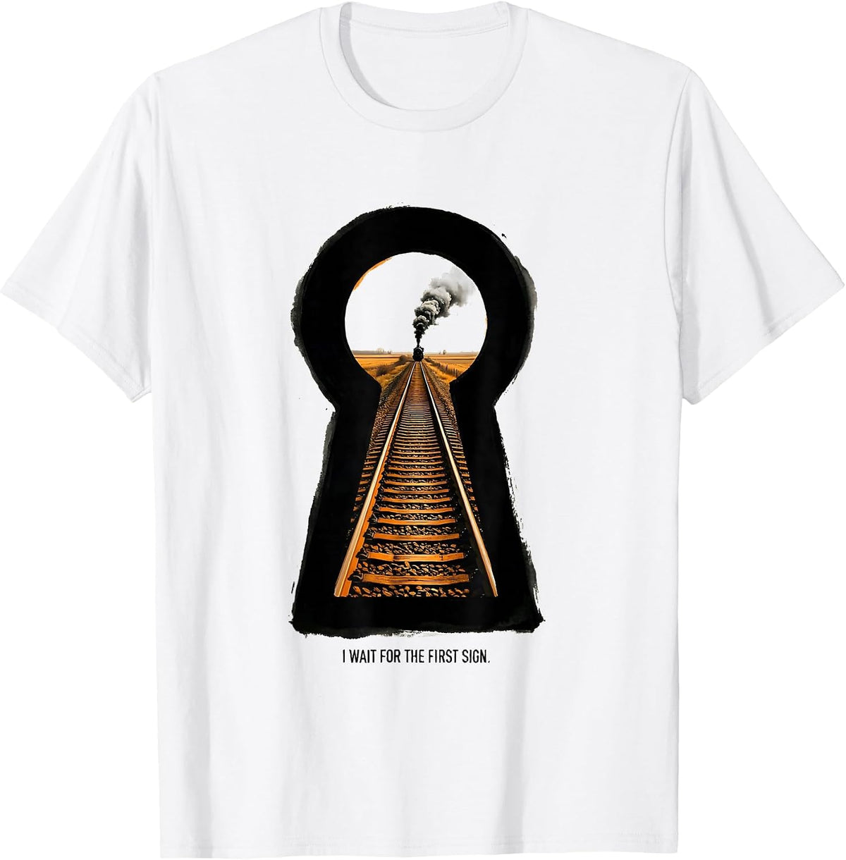 Men's I Wait For The First Sign Retro Steam Locomotive Train T-Shirt - White