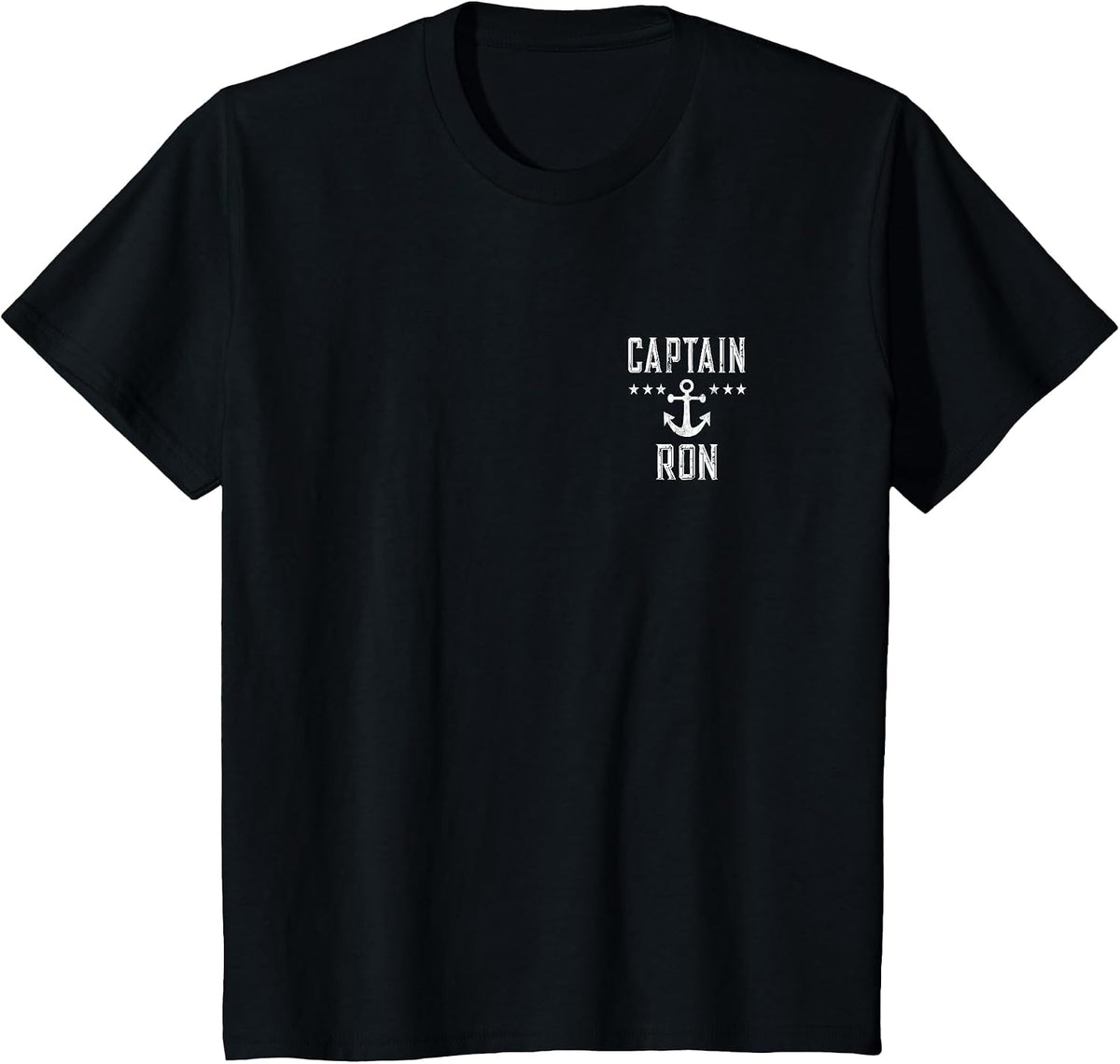 (Printed Both Sides) Retro Captain Ron Personalized Boating T-Shirt - Black