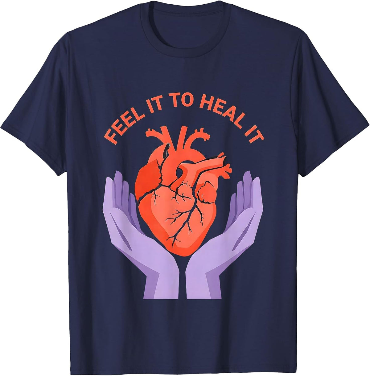Feel It To Heal It Mental Health Matters Design T-Shirt - Navy Blue