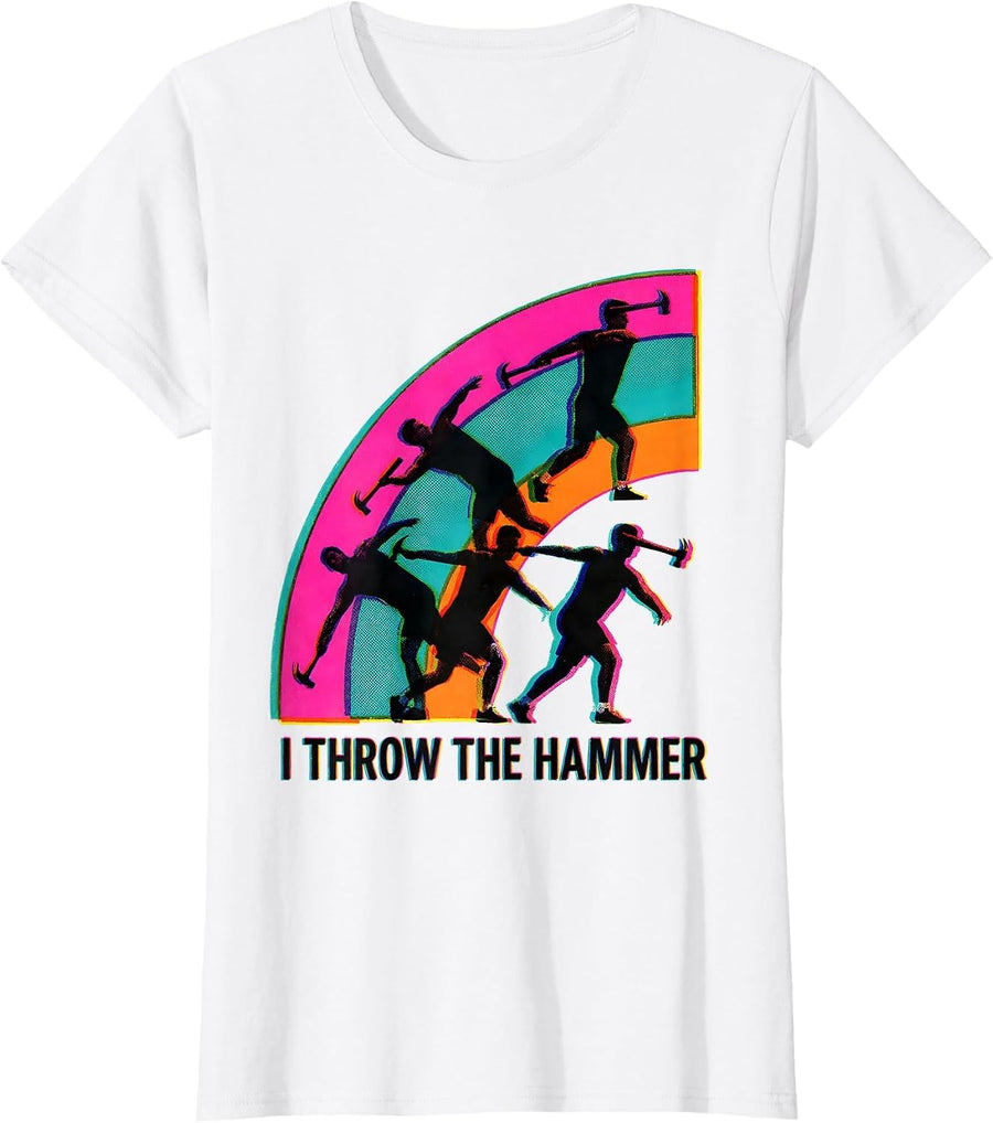Women's I Throw The Hammer Risograph Track And Field Hammer Throw T-Shirt - White
