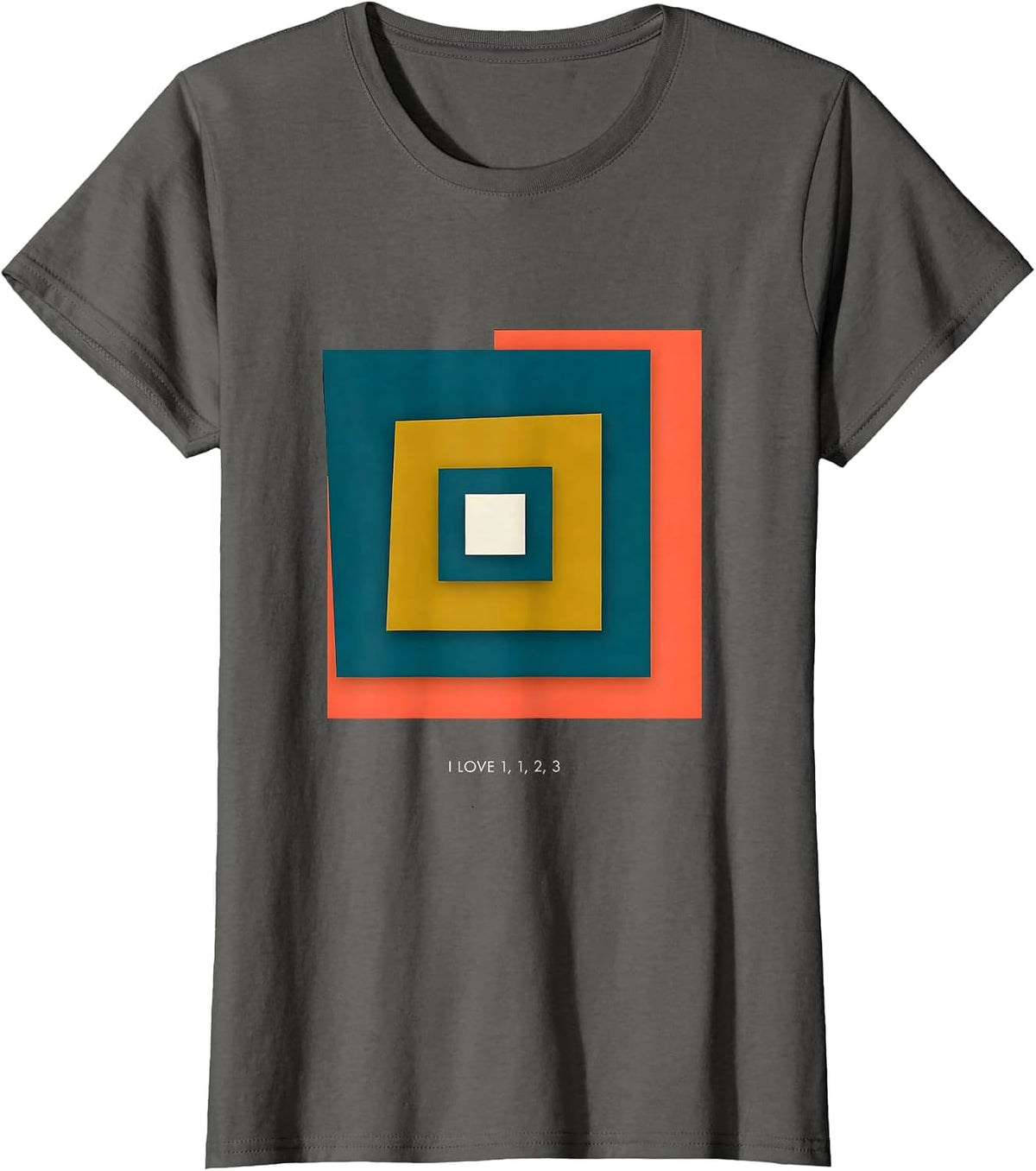Women's I Love 1 1 2 3 Fibonacci Spiral Golden Ratio Geometry Math T-Shirt - Asphalt Grey