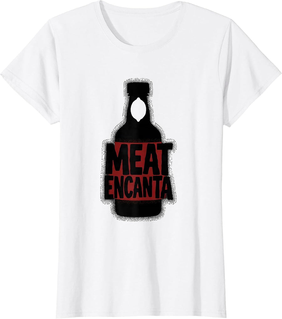 Women's Meat Encanta Blackwork Dotwork Cinco De Mayo Spanish Pun T-Shirt - White