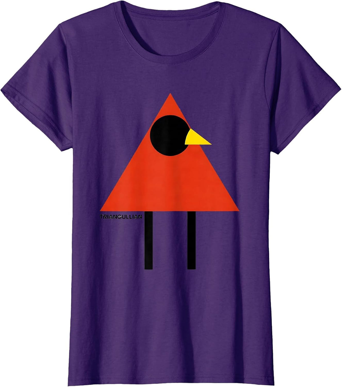 Women's Triangullian Bauhaus Modernist Math Teacher Bird Pun Humor T-Shirt - Purple