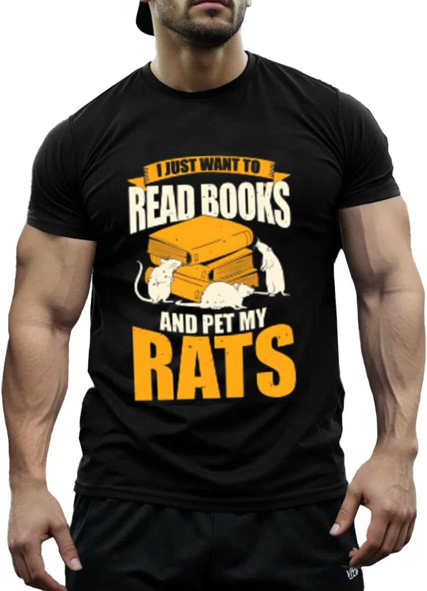 T-Shirts,I Crush Hearts Monster Truck,Leisure, 100% Cotton for Unisex - I Just Want to Read Books and Pet My Rats