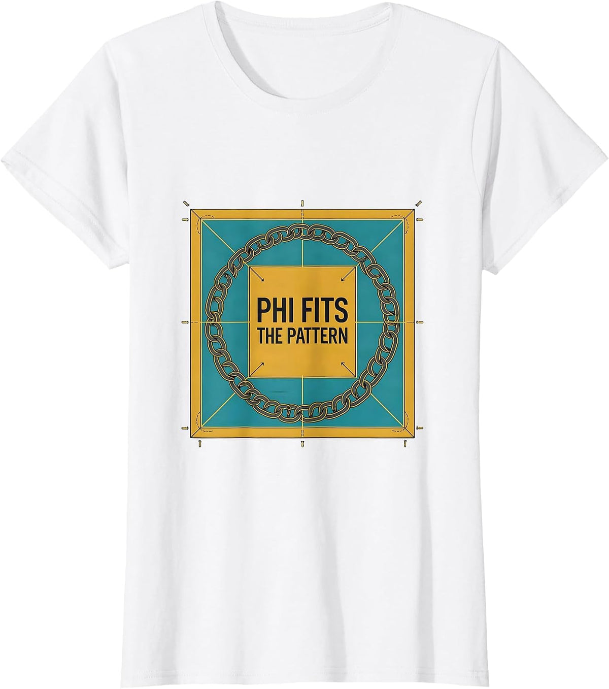 Women's Phi Fits The Pattern Math Sacred Geometry Fibonacci Spiral T-Shirt - White