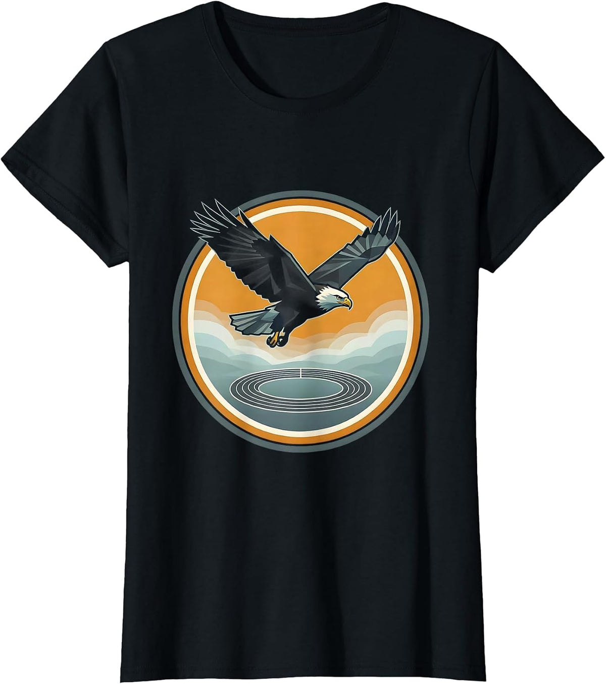 Hawk Diving Over Misty Morning Track T-Shirt - Black