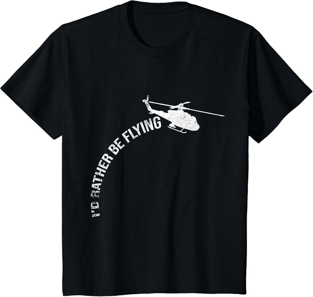 I'd Rather Be Flying Funny Helicopter Heli Pilot Vintage Men T-Shirt - Black