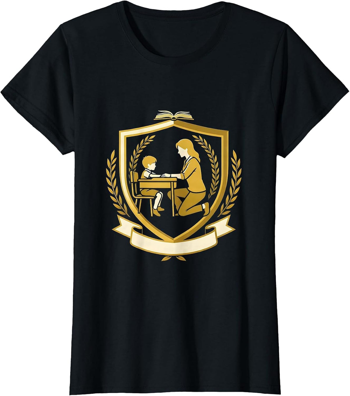 Women's SPED Teacher Kneeling With Student Graphic T-Shirt - Black