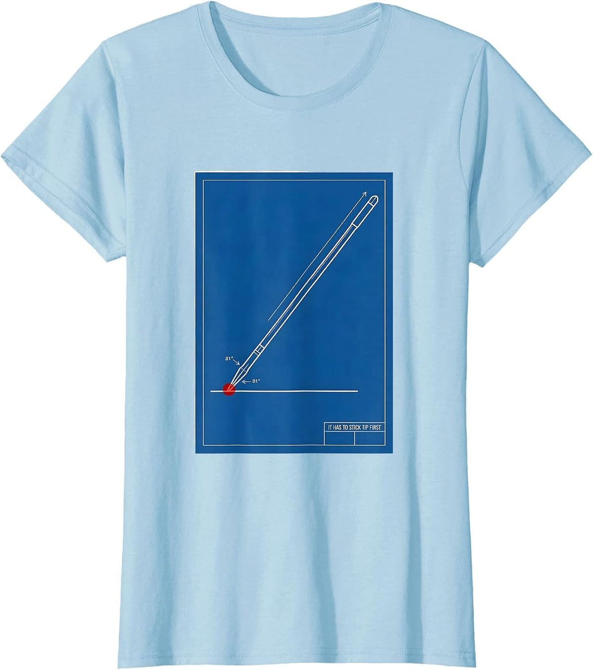 Women's It Has To Stick Tip First Technical Blueprint Track T-Shirt - Baby Blue