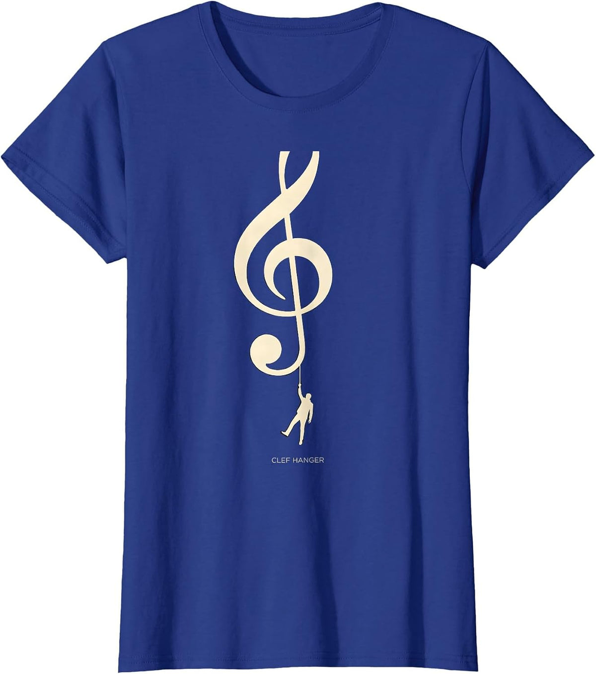 Women's Clef Hanger Funny Music Lover Musician Gift Humor T-Shirt - Royal Blue