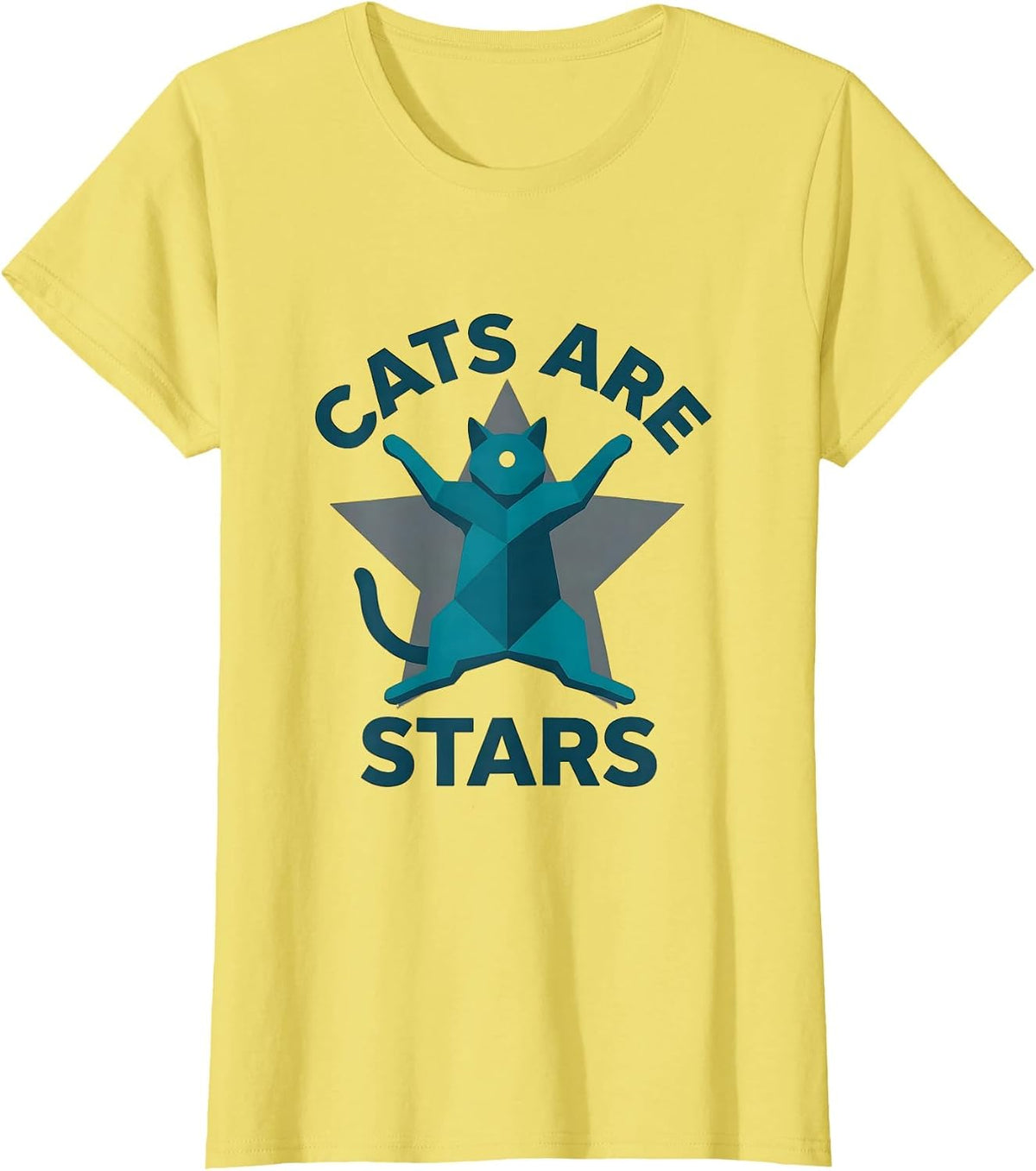 Cats Are Stars Funny Cat Geometry Math Teacher Gift T-Shirt - Lemon Yellow