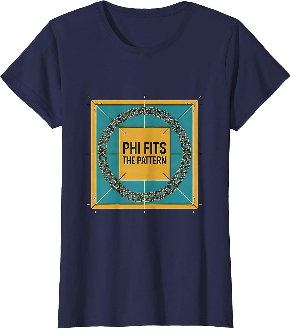 Women's Phi Fits The Pattern Math Sacred Geometry Fibonacci Spiral T-Shirt - Navy Blue