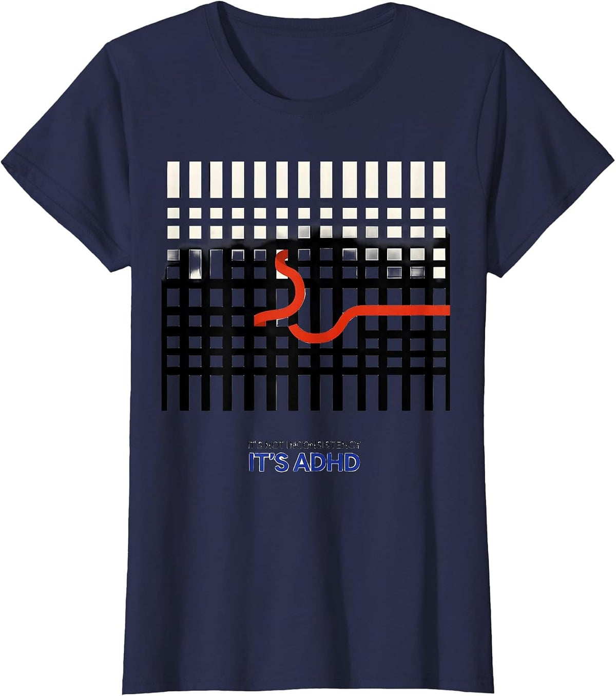 Women's It's Not Inconsistency It's ADHD Geometric Neurodiversity T-Shirt - Navy Blue