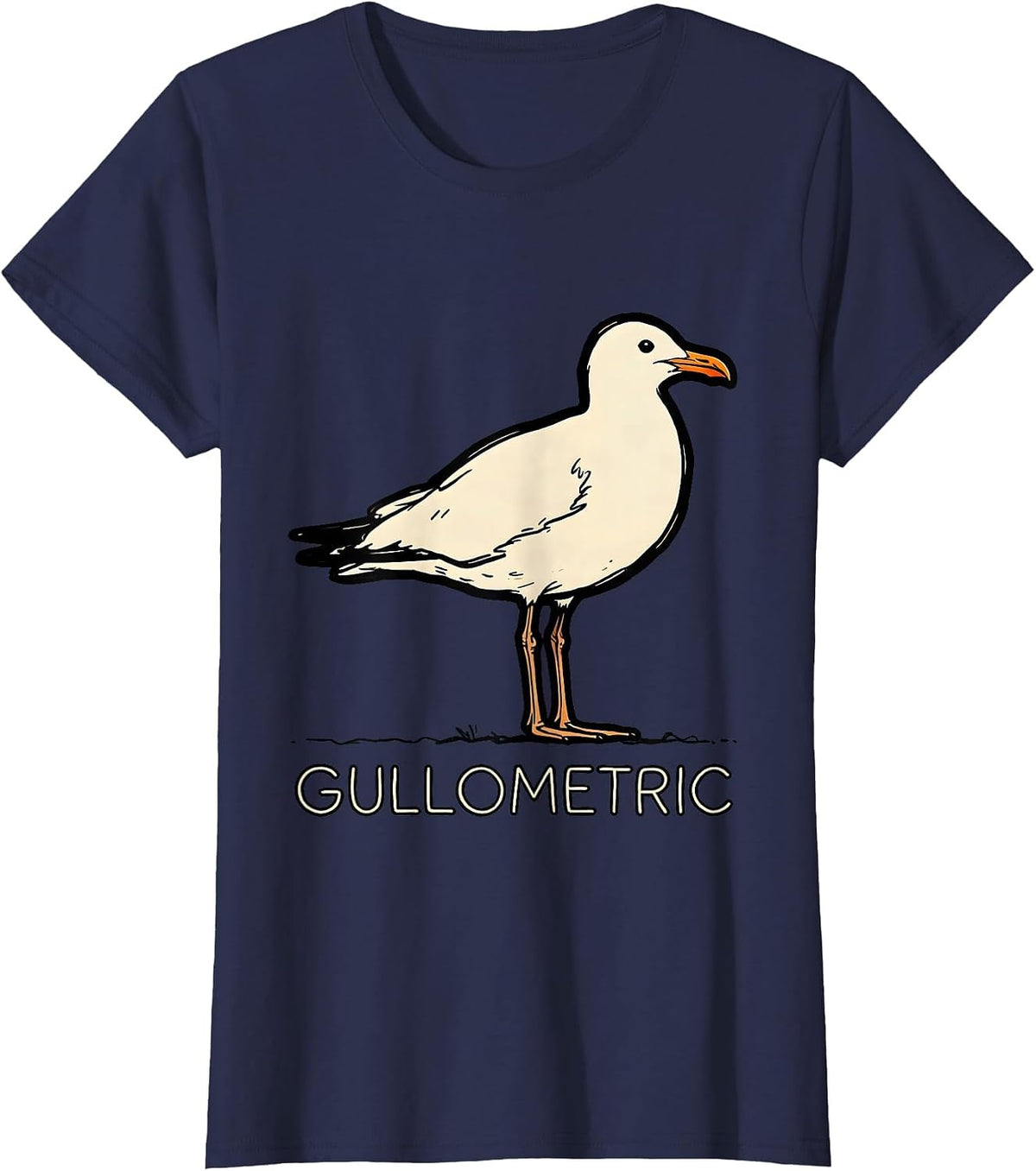 Women's Gullometric Funny Bird Pun Math Teacher Geometry Humor T-Shirt - Navy Blue
