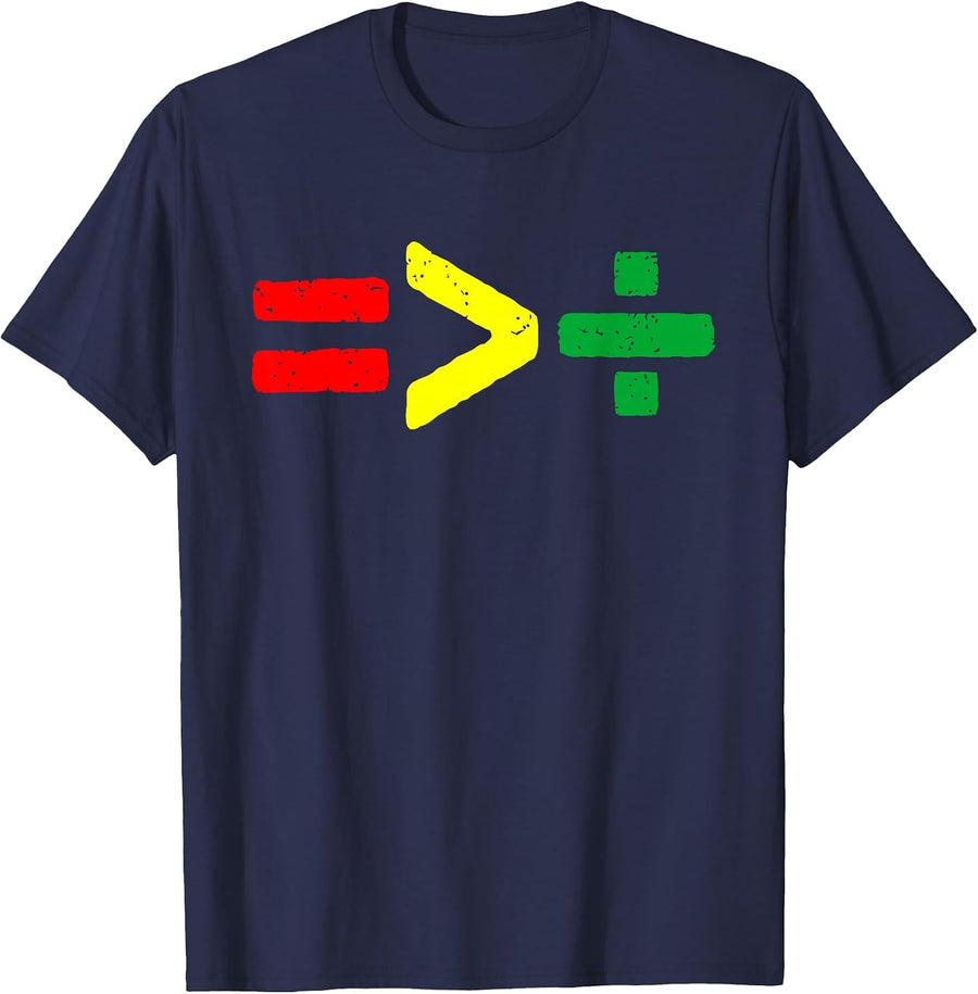 Juneteenth June 19th 1865 Equality is Greater Than Division T-Shirt - Navy Blue