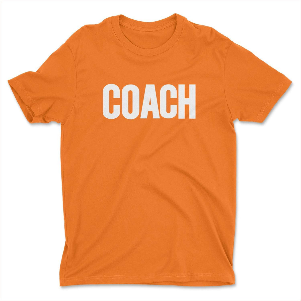 Coach Men's T-Shirt Sports Team Ringspun Cotton Tee Screen Printed Solid Design - Orange-white