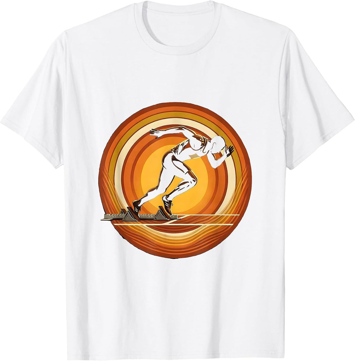 Sprinter Exploding Out of Starting Blocks T-Shirt - White