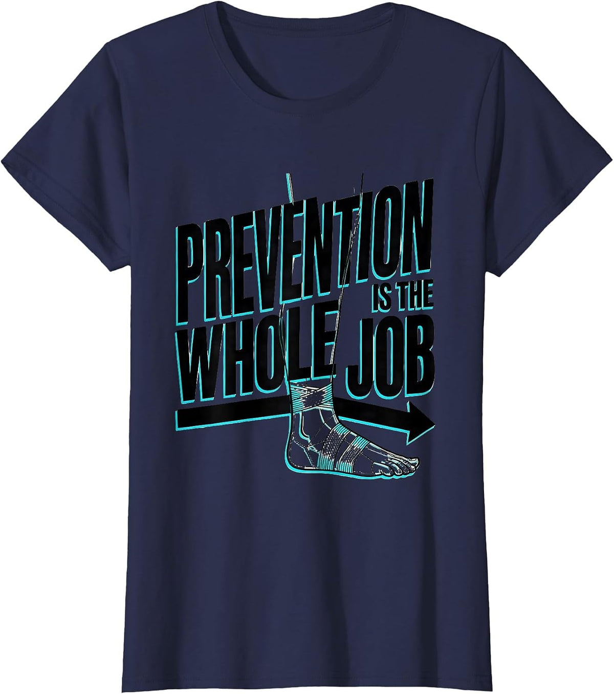 Women's Prevention Is The Whole Job Wellness Squad Health Trainer T-Shirt - Navy Blue