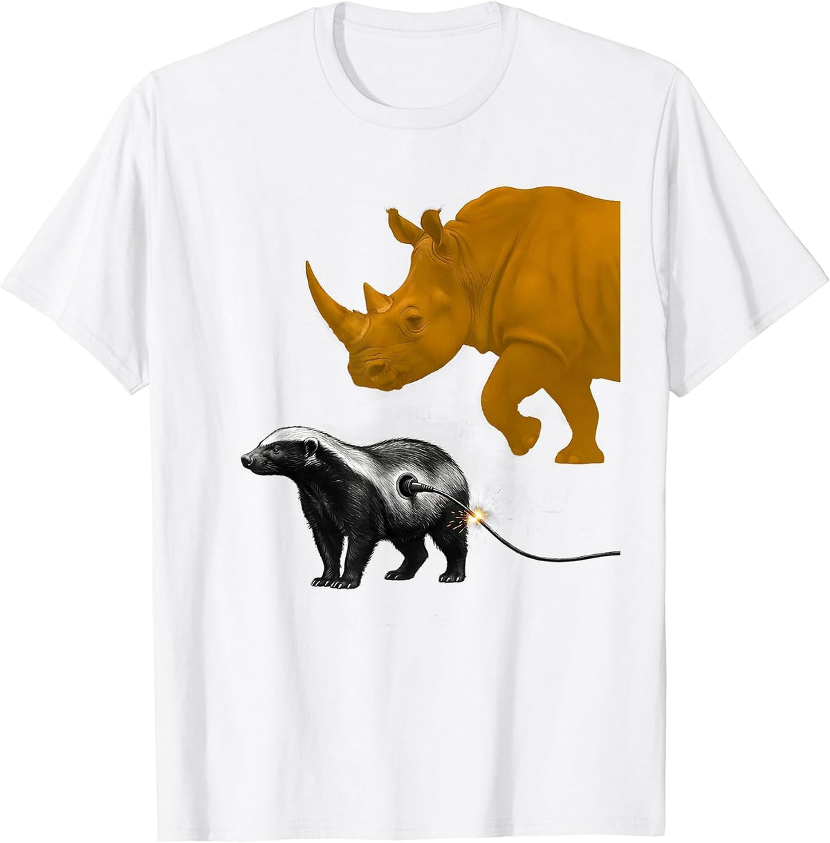 Men's Honey Badger Fearless Attitude Wildlife Humor Animal Lover T-Shirt - White