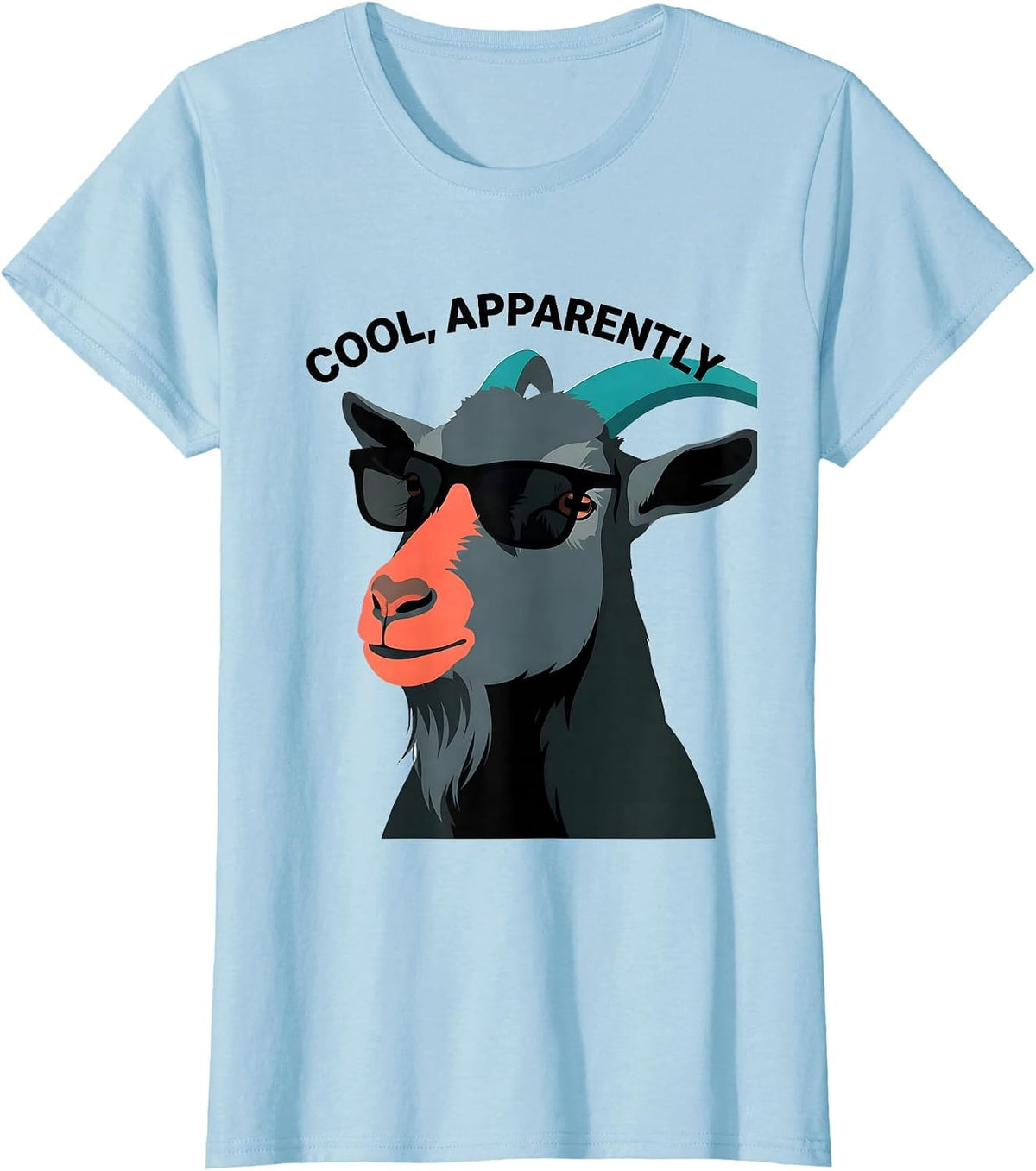 Cool Apparently Flat Vector Goat Wearing Sunglasses Animal T-Shirt - Baby Blue