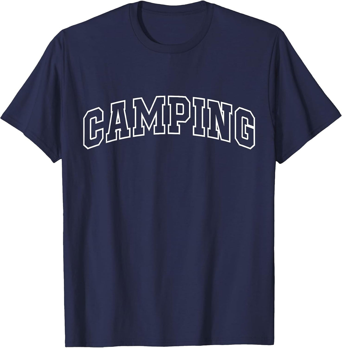 Camping Funny Athletic Lettering Camp Lover Camper T-Shirt - Navy Blue