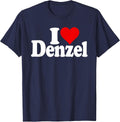I Love Heart Denzel Name on a T-Shirt T-Shirt - Navy Blue