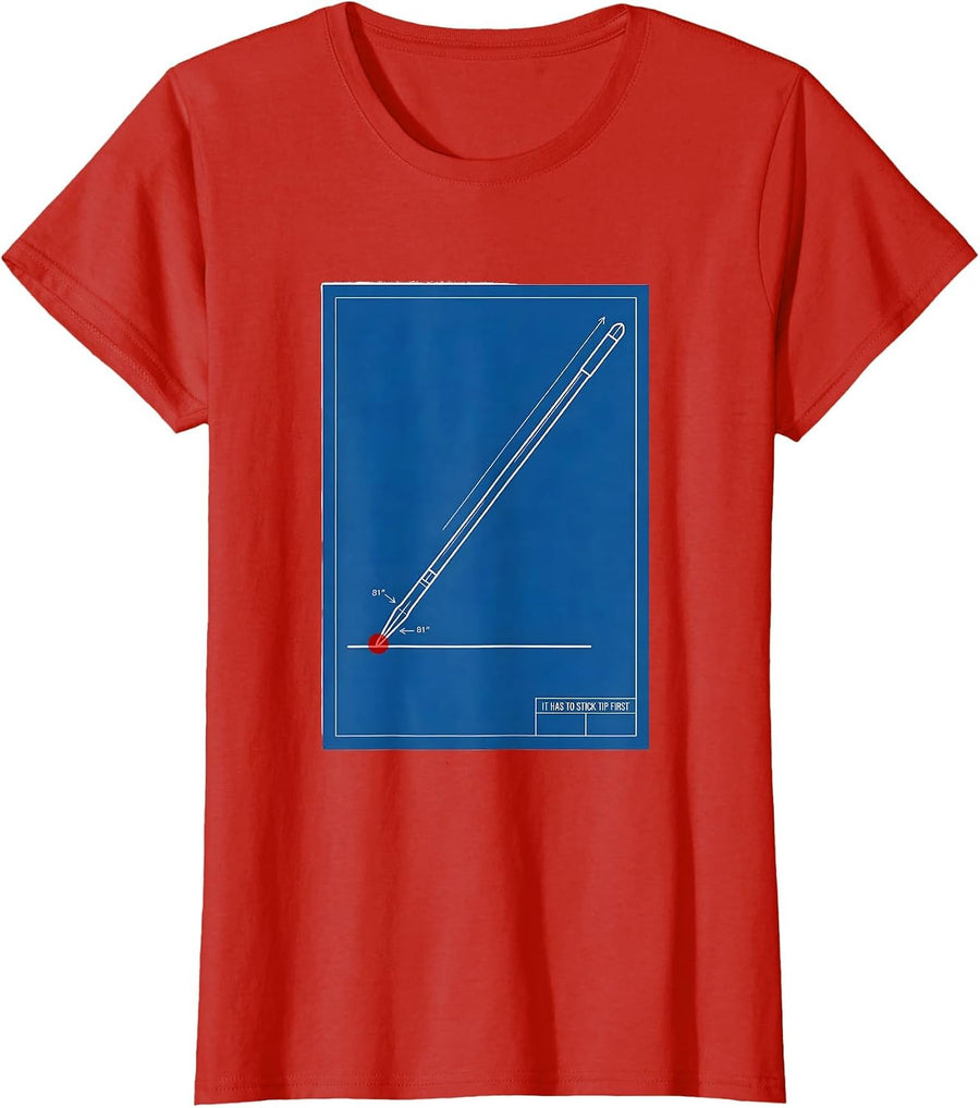 Women's It Has To Stick Tip First Technical Blueprint Track T-Shirt - Red