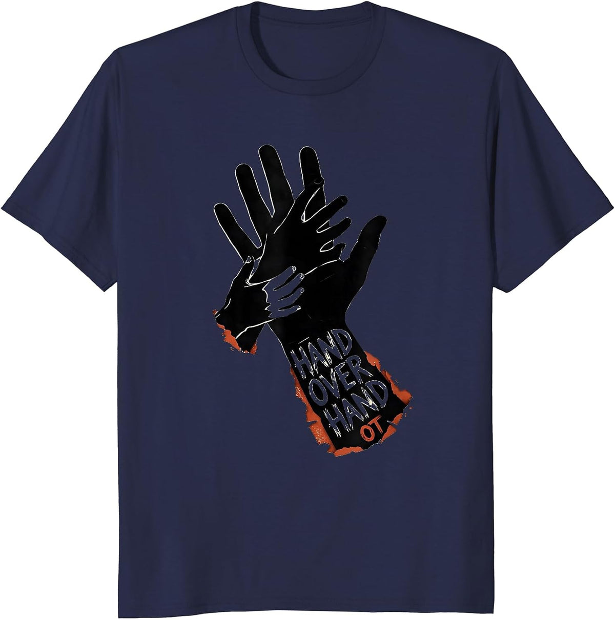 HAND OVER HAND, OT Occupational Therapy Valentine Candy T-Shirt - Navy Blue