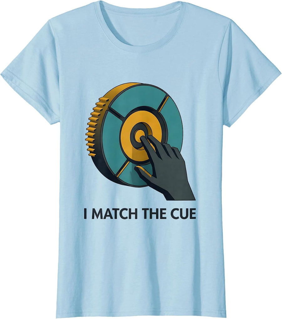 Women's I Match The Cue Midcentury Modern Special Education Teacher T-Shirt - Baby Blue