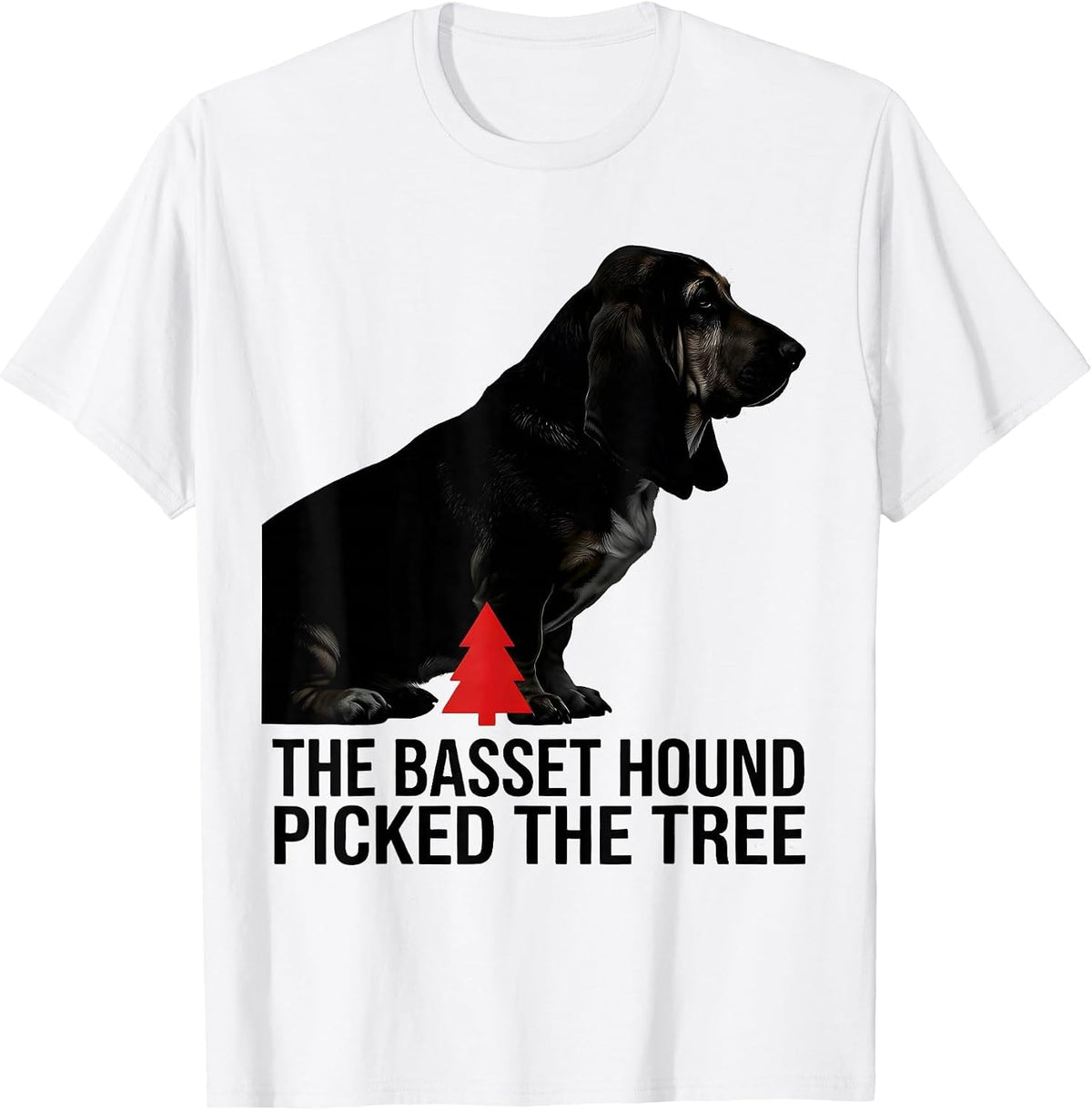 Men's The Basset Hound Picked The Tree Funny Christmas Dog Lover T-Shirt - White