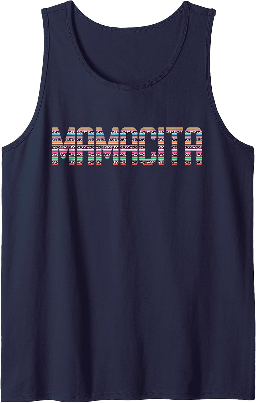 Mamacita Logo with Mexican Serape Leopard Tank Top - Navy Blue