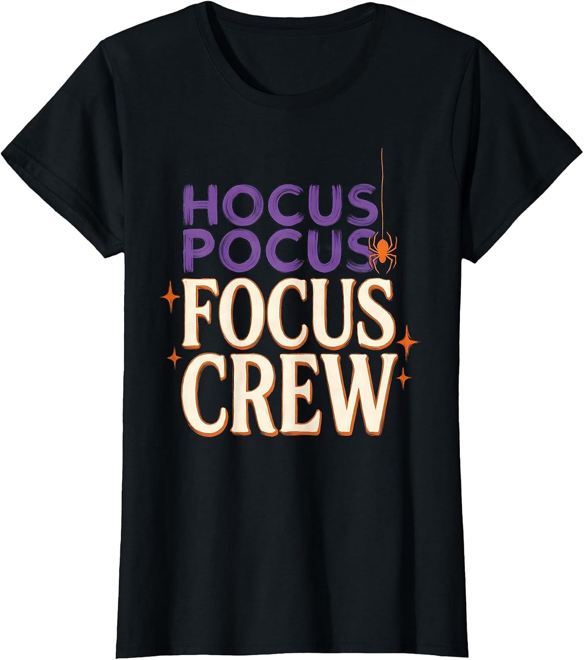 Women's Hocus Pocus Focus Crew Funny Teacher Halloween Costume T-Shirt - Black