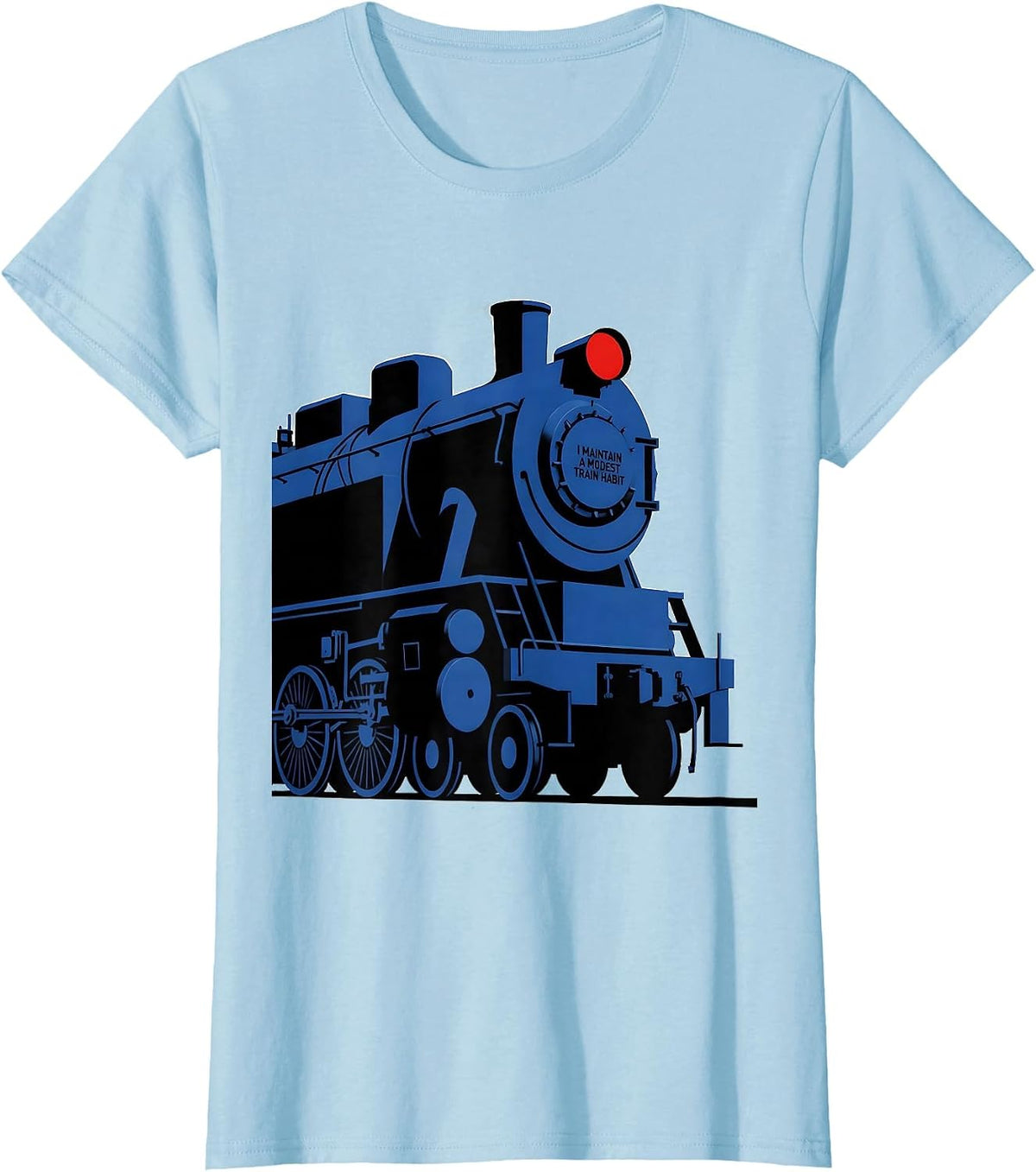 I Maintain A Modest Train Habit Geometric Locomotive Humor T-Shirt - Baby Blue