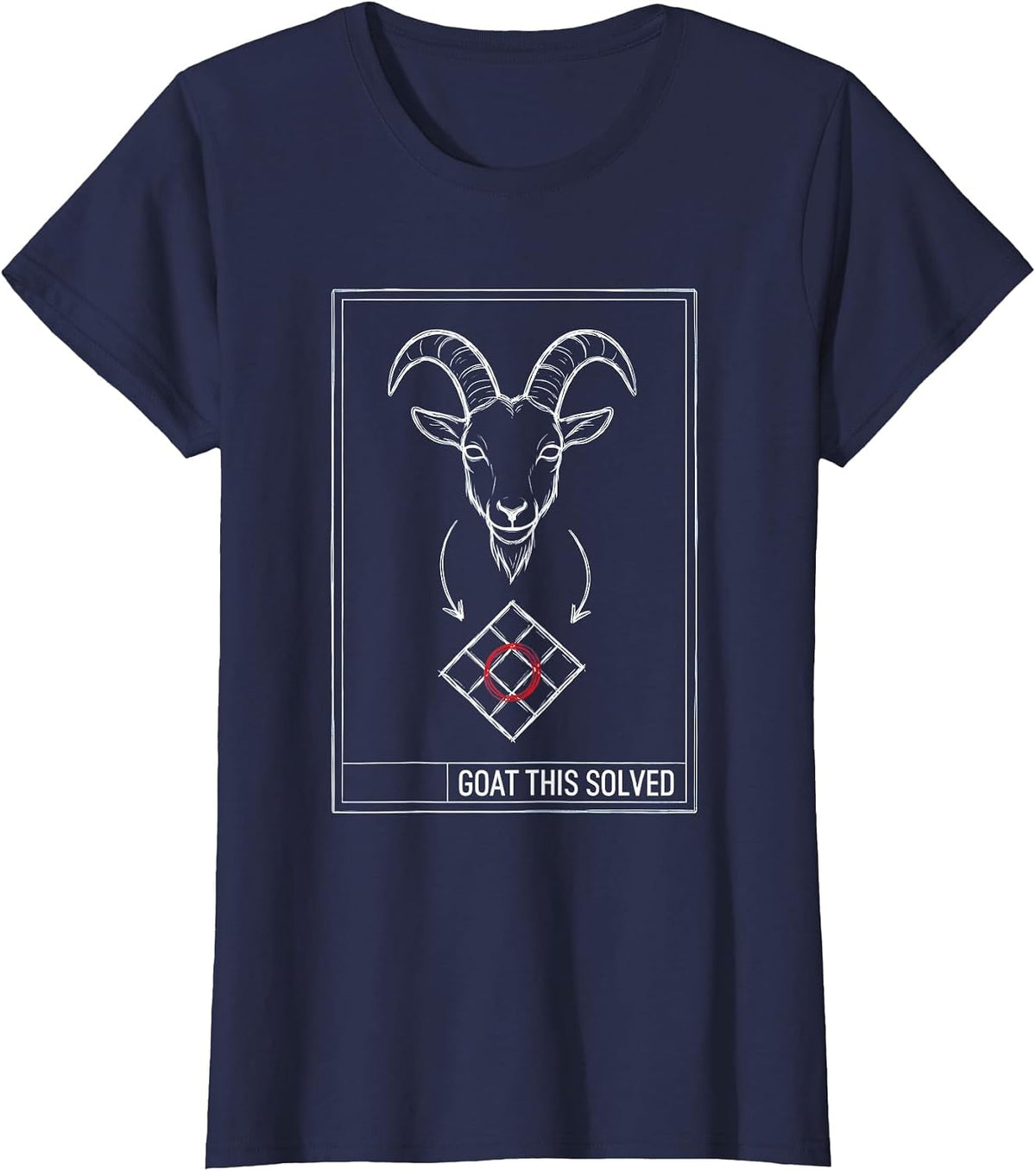 Women's Goat This Solved Technical Blueprint Funny Goat Pun Meme Dad T-Shirt - Navy Blue