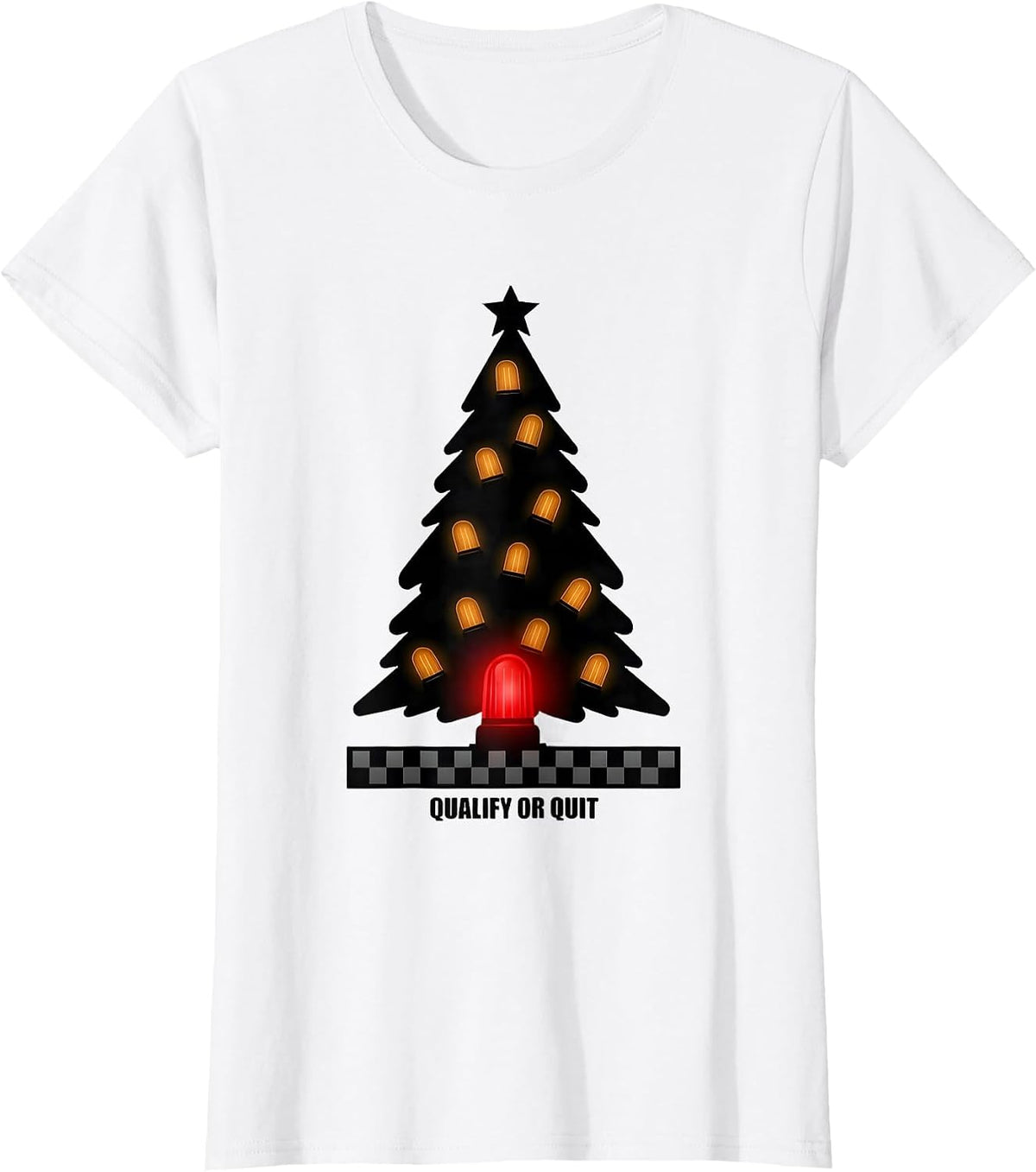 Qualify Or Quit Funny Racing Drag Strip Tree Light T-Shirt - White