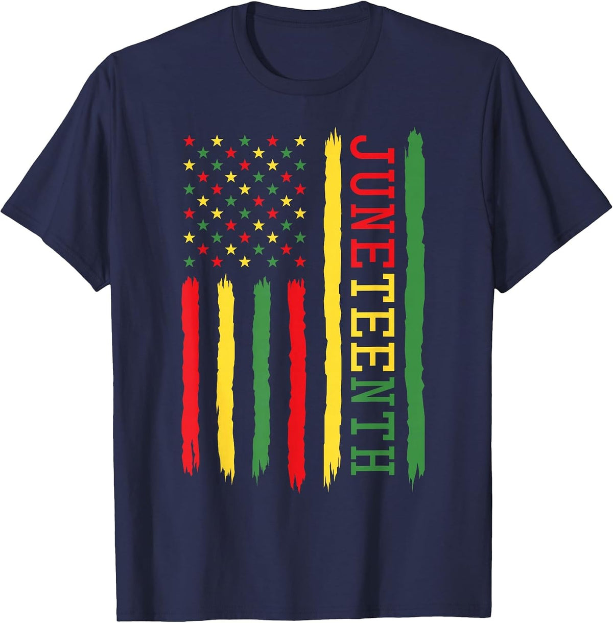 Juneteenth Flag Black History African American RBG Colors T-Shirt - Navy Blue