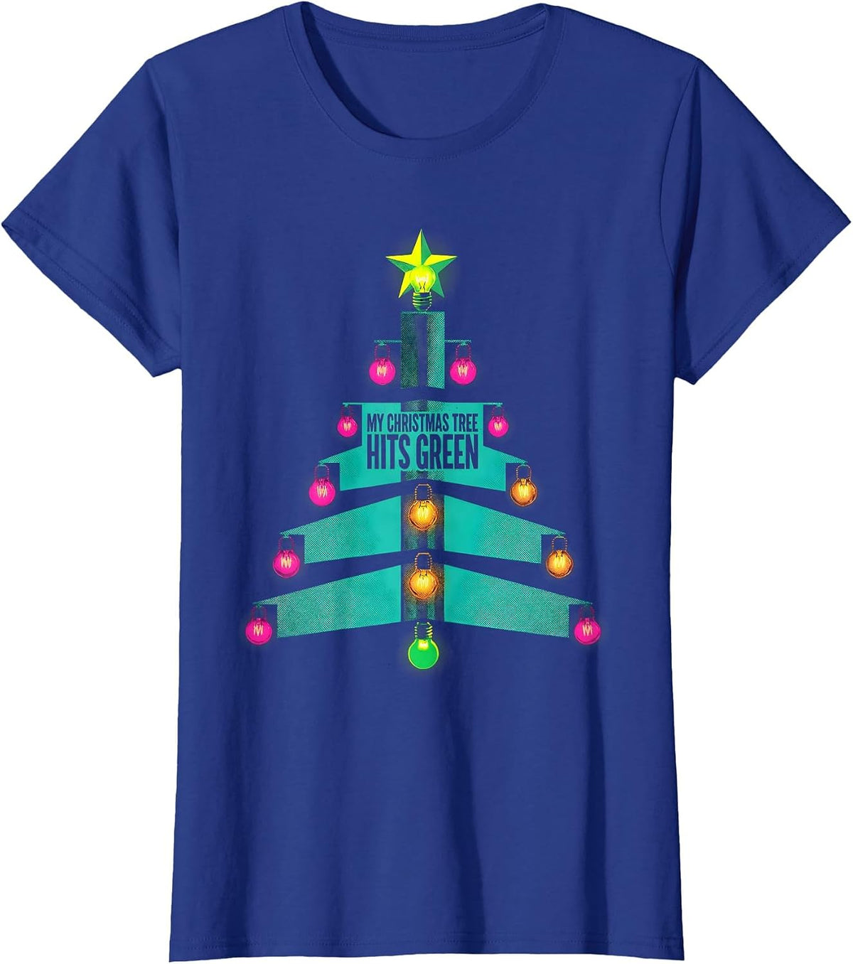 Women's My Christmas Tree Hits Green Funny Muscle Car Drag Racing T-Shirt - Royal Blue