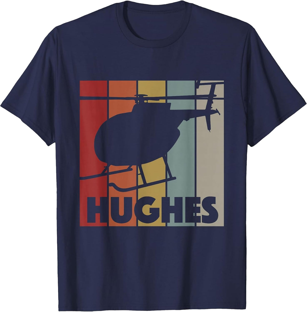 Retro Helicopter Avitation Pilot - Heli Aviator Hughes T-Shirt - Navy Blue