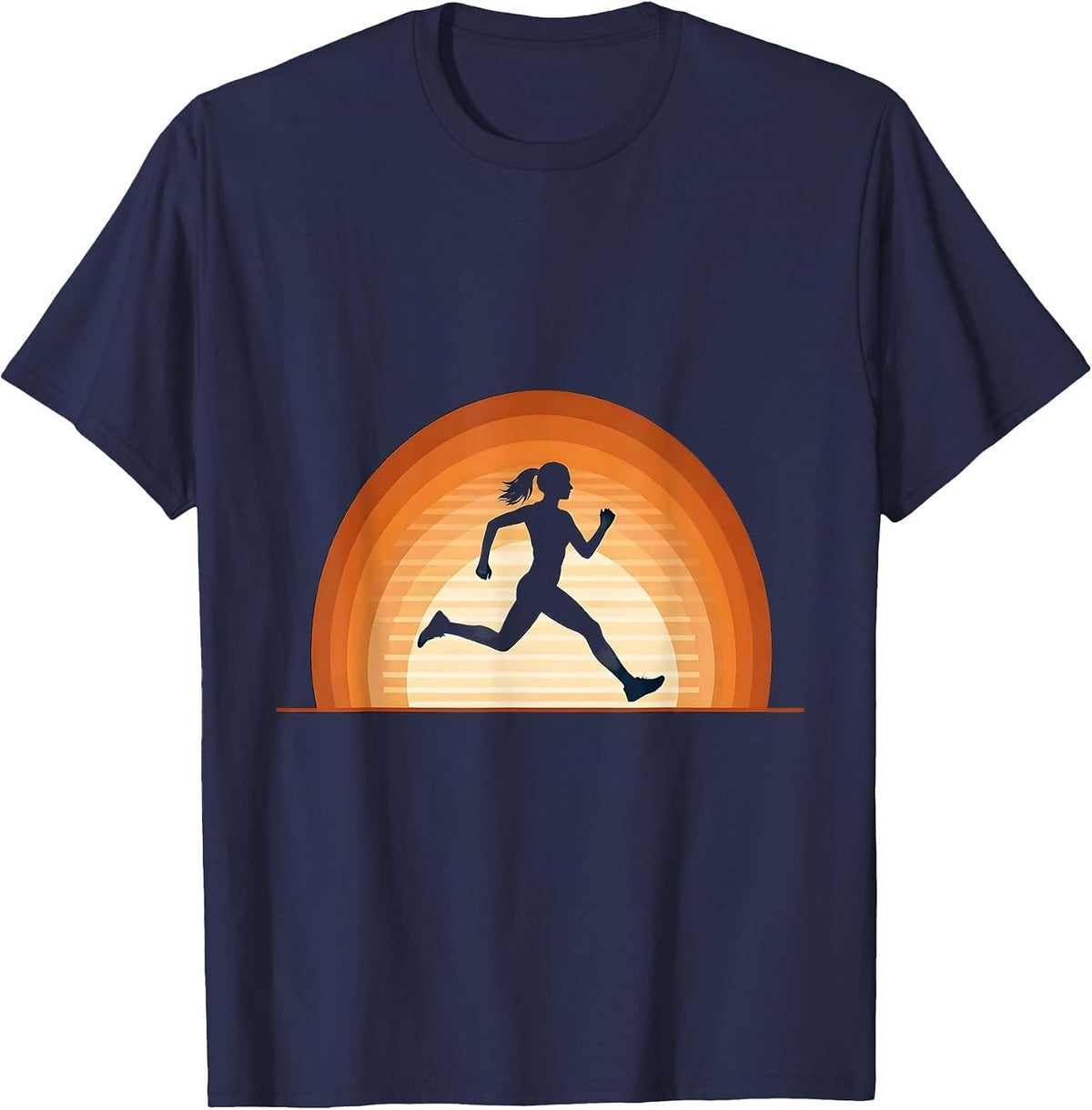 Men's Sun-Drenched Sprint Track Runner Illustration T-Shirt - Navy Blue