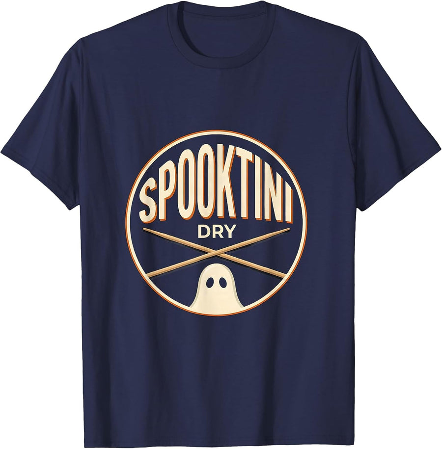 Spooktini, Dry Funny Halloween Cocktail Party Humor T-Shirt - Navy Blue