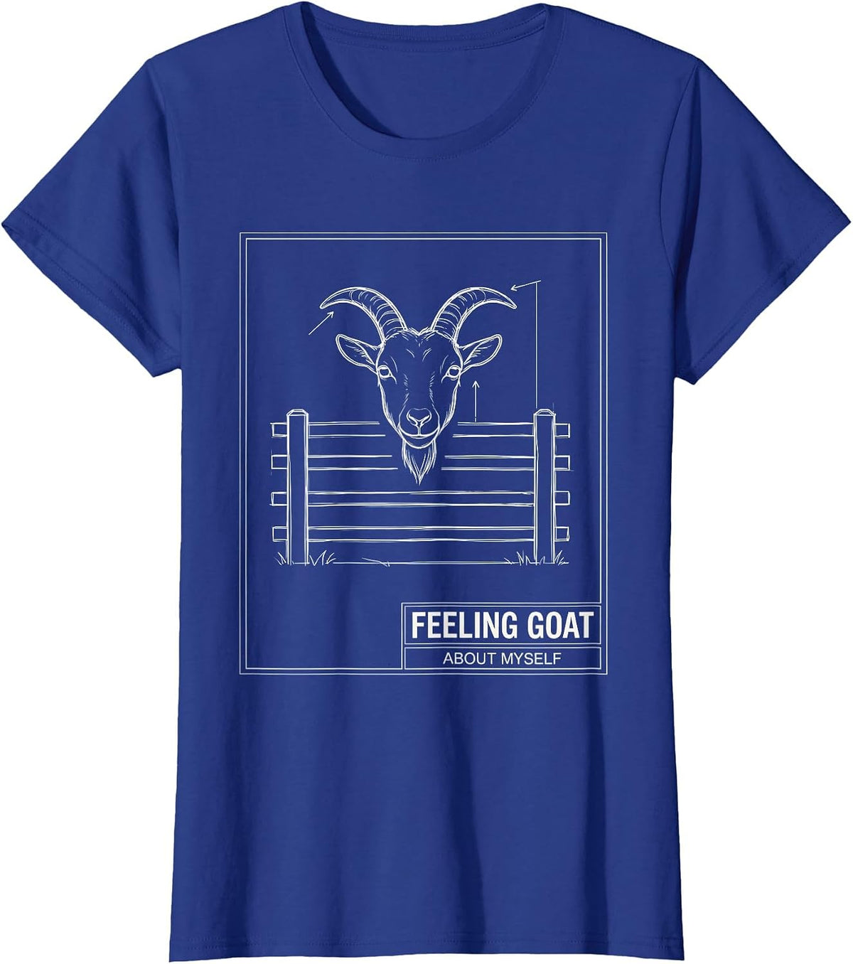 Women's Feeling Goat About Myself Funny Goat Pun Meme Dad Joke Humor T-Shirt - Royal Blue